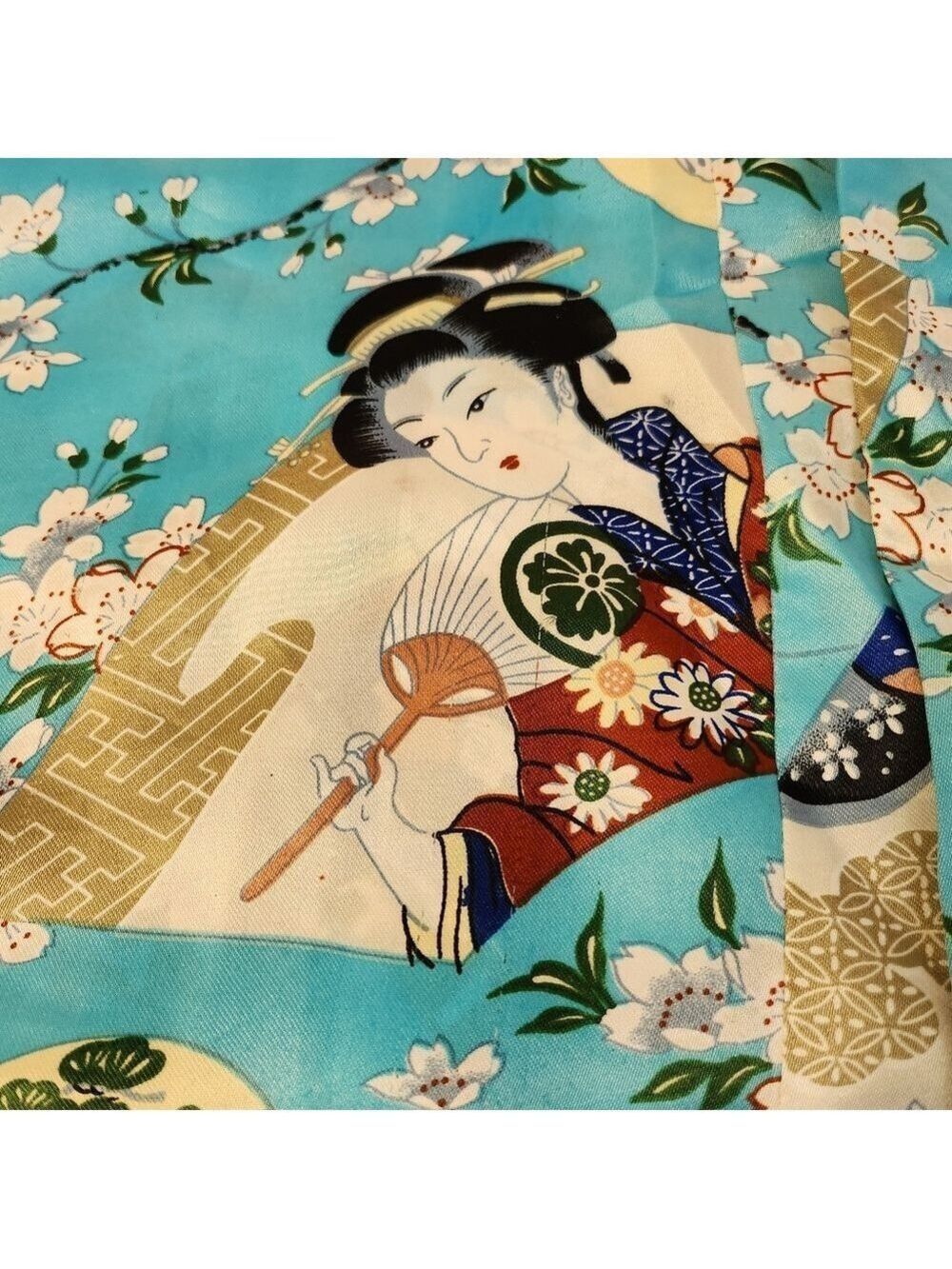 Kimono Robe In Blue Geisha Print - Picture 7 of 7